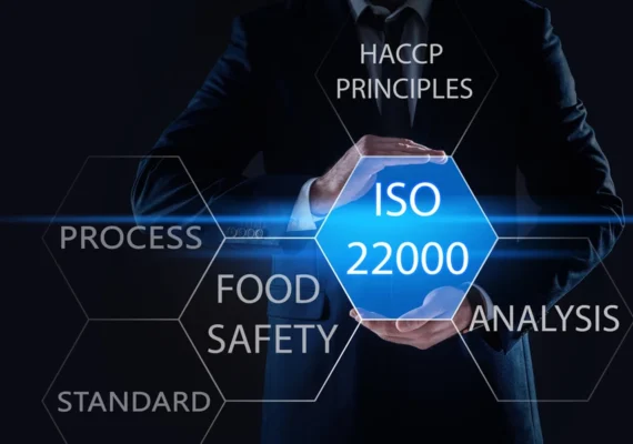 Concept photo of food regulations like HAACP and ISO 22000.