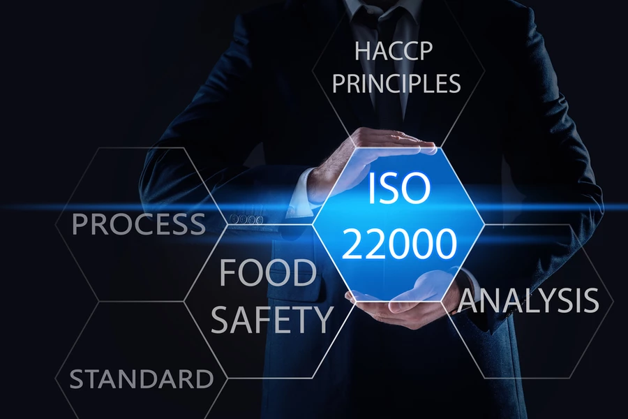 Concept photo of food regulations like HAACP and ISO 22000.